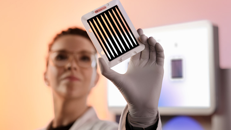 Scientist holding flow cell