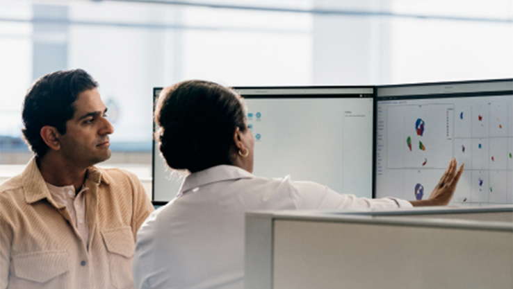technician reviewing tools on computer monitor